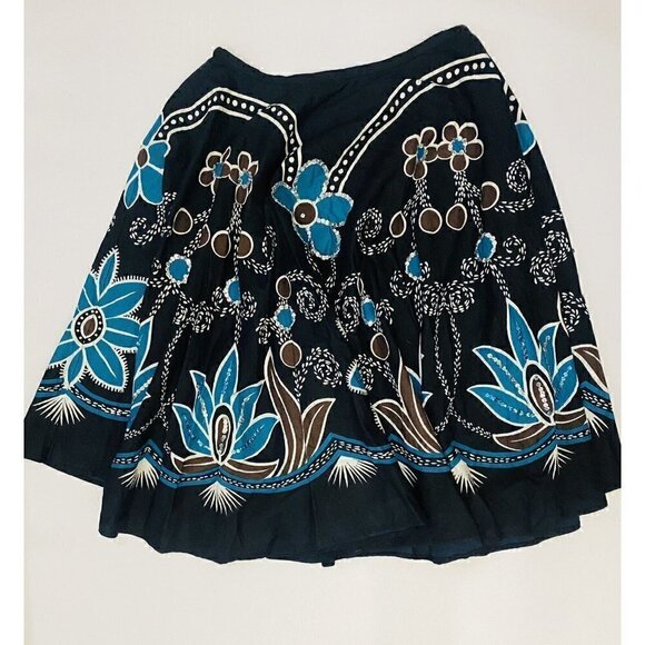 MILLENIUM FLORAL Black/teal Sequins Size M/L Skirt - Picture 1 of 9